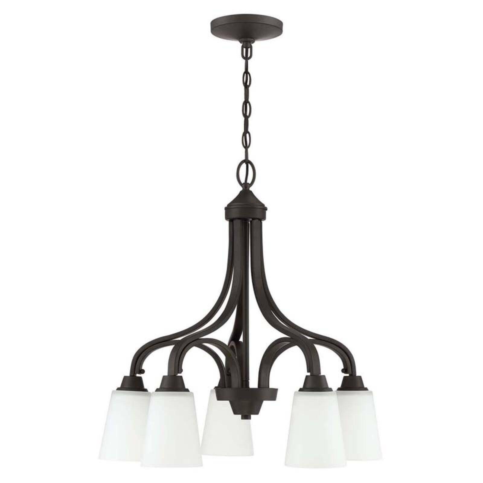 Espresso 5-Light Down Chandelier with Frosted Glass Shades