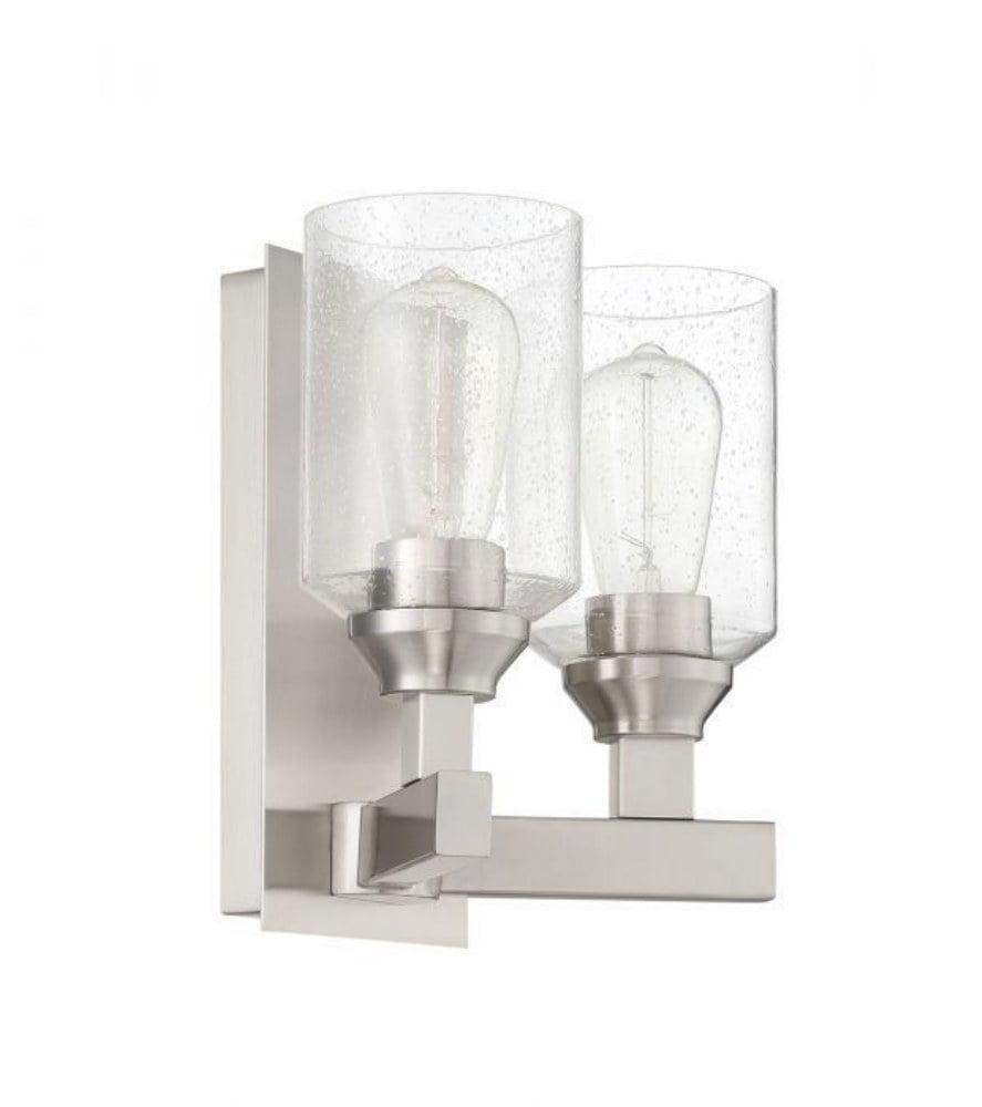 Polished Nickel 2-Light Wall Sconce with Clear Glass Shades