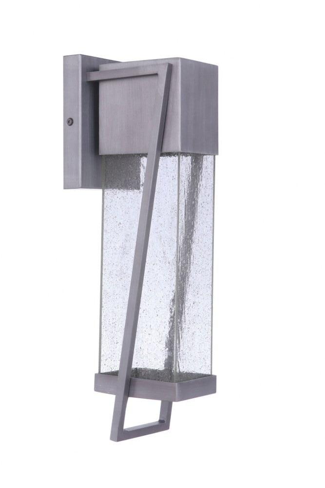 Brushed Titanium LED Outdoor Wall Lantern with Clear Seeded Glass