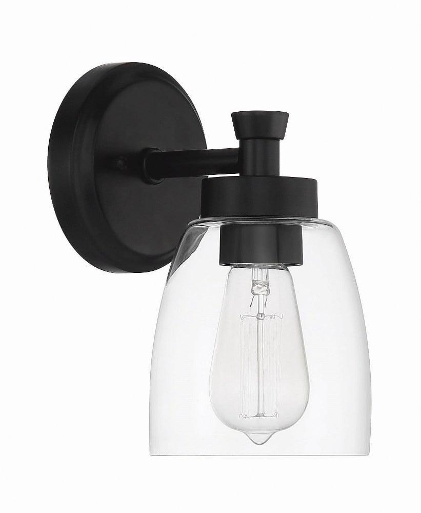 Henning Flat Black Wall Sconce with Clear Glass Shade