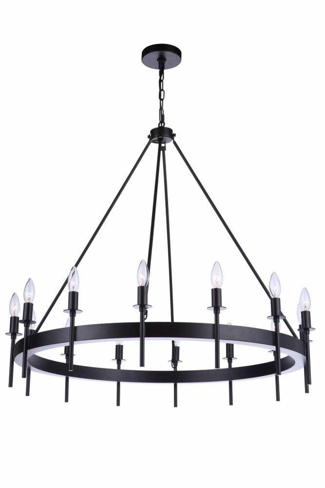 Larrson 14-Light Flat Black Iron Candle Chandelier