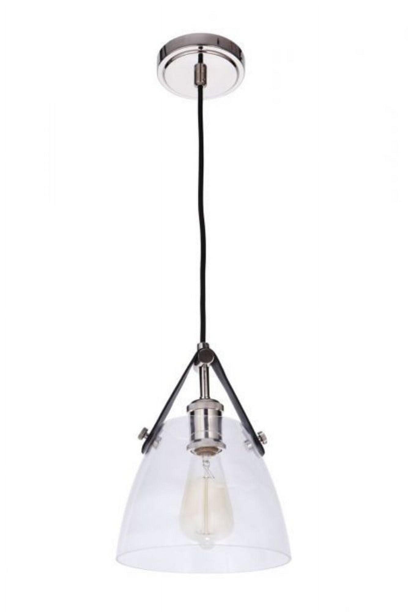 Hagen 7.87" Polished Nickel Modern Pendant with Clear Glass Dome