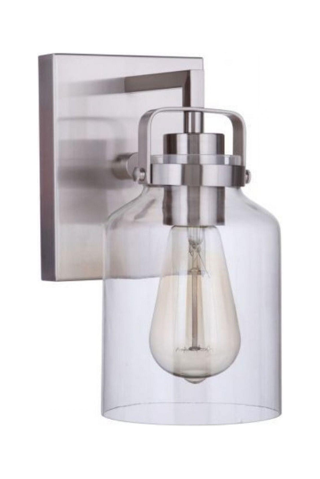 Polished Nickel Jelly Jar Wall Sconce with Clear Glass