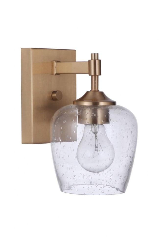 Satin Brass and Clear Glass Wall Sconce