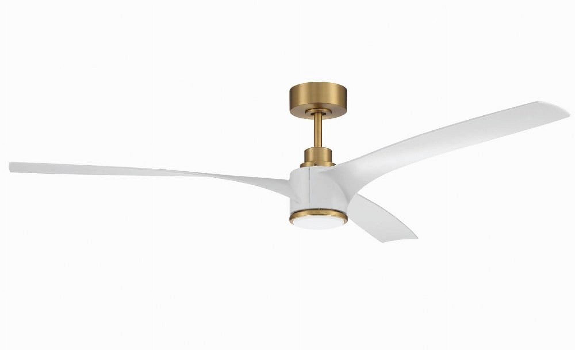 60'' Satin Brass and White Smart Ceiling Fan with LED Light