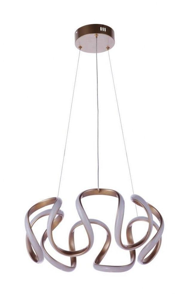 Champagne Brass LED Pendant Light with Curved Design