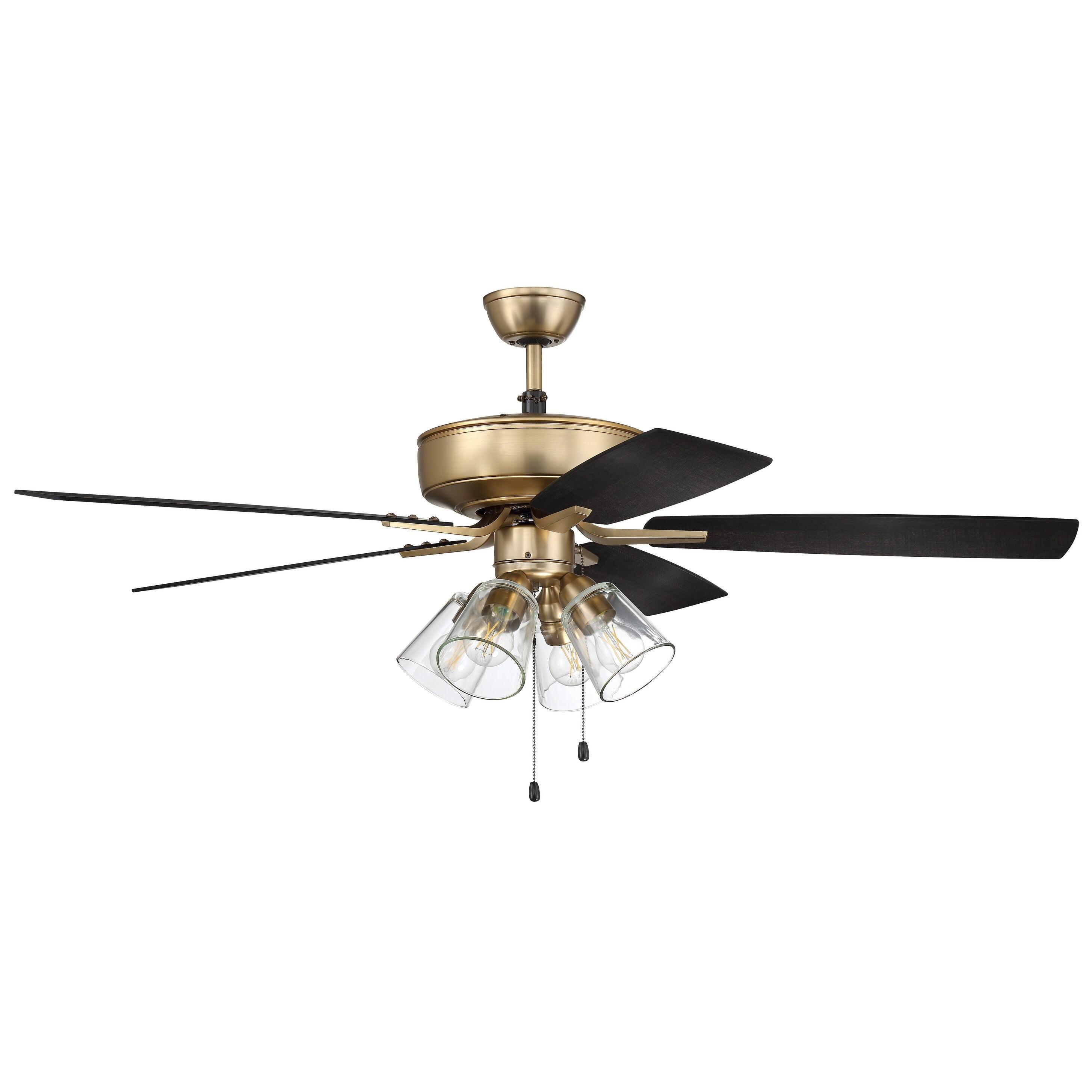 Satin Brass 52'' Ceiling Fan with Reversible Black Walnut Blades