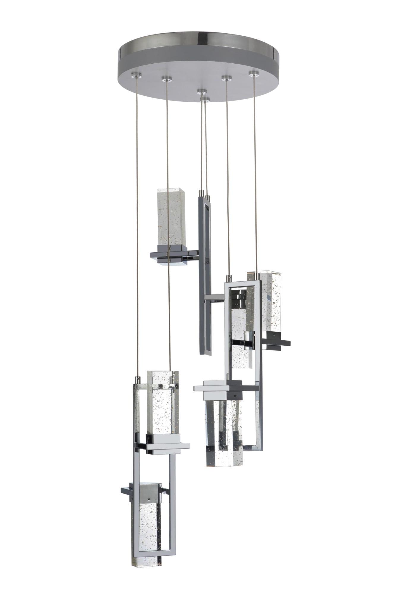 Chrome Crystal LED Mini Pendant Light with Brushed Nickel