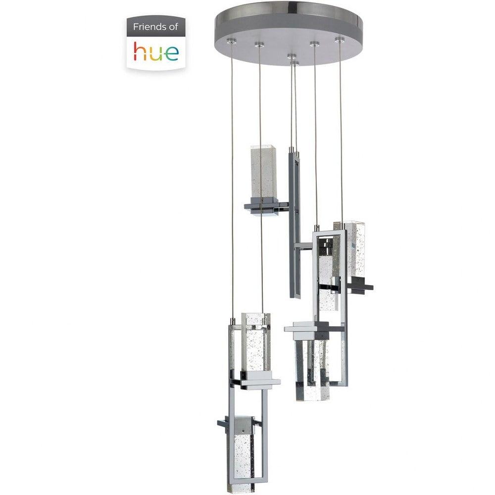 Chrome Crystal LED Mini Pendant Light with Brushed Nickel