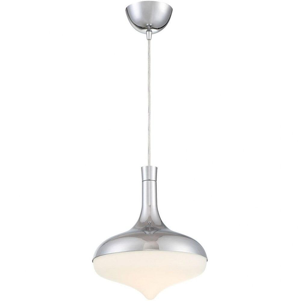 Chrome 14.25" LED Pendant Light with Glass Shade