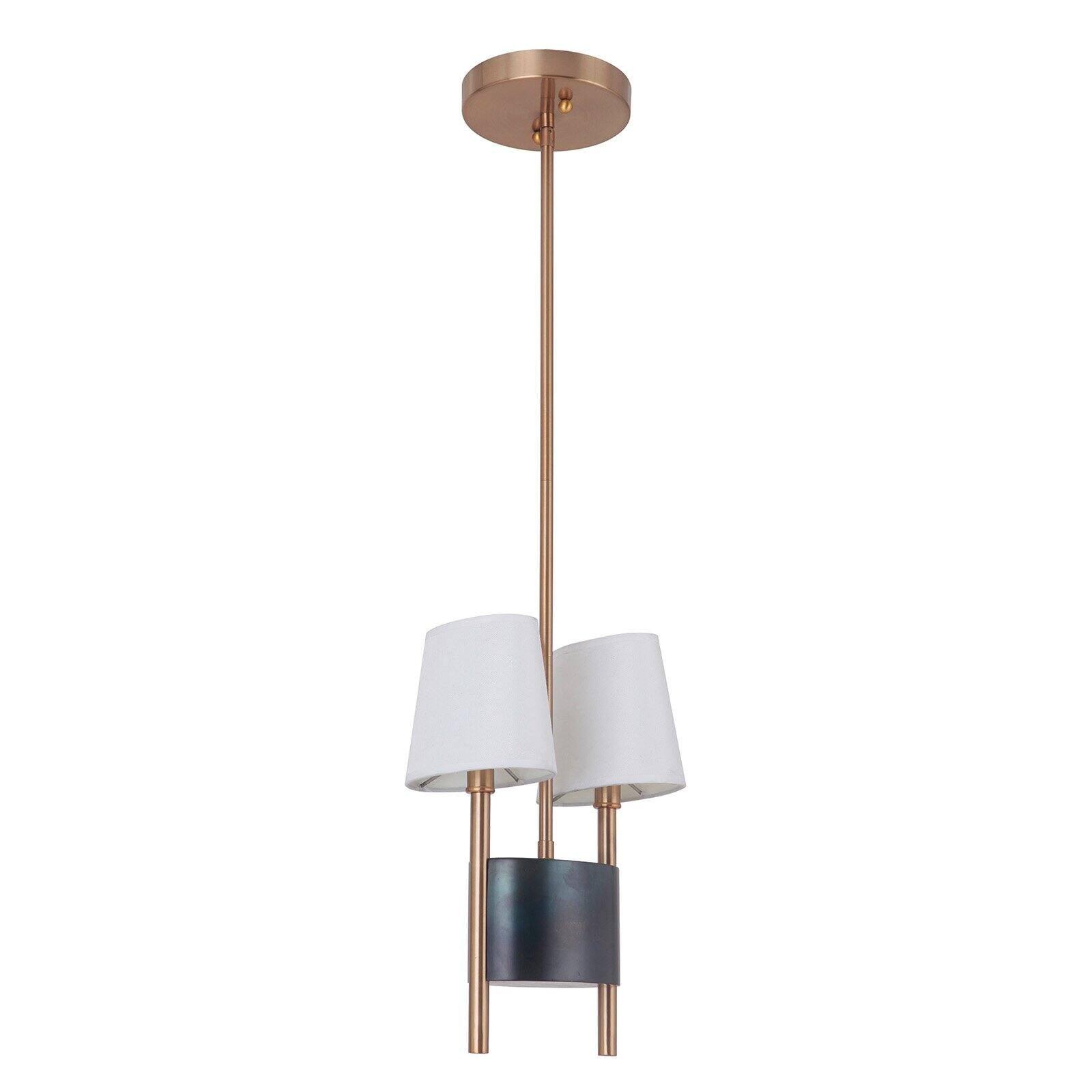 Parker Fired Steel and Satin Brass 14'' Pendant Light