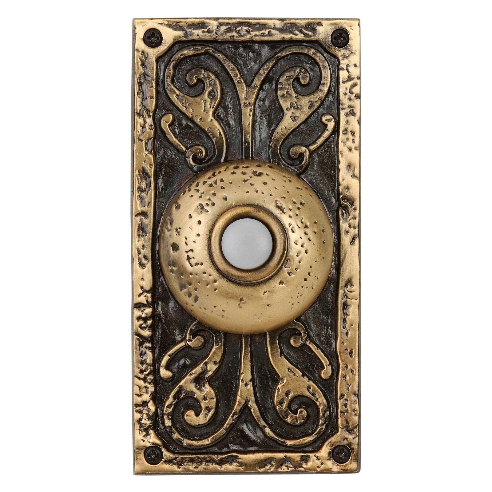 Burnished Brass Ornate Lighted Doorbell Push Button