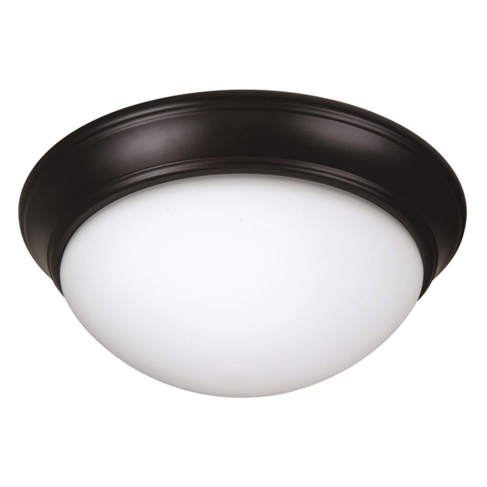 Oiled Bronze 13" Flush Mount Light with Frosted Glass Globe