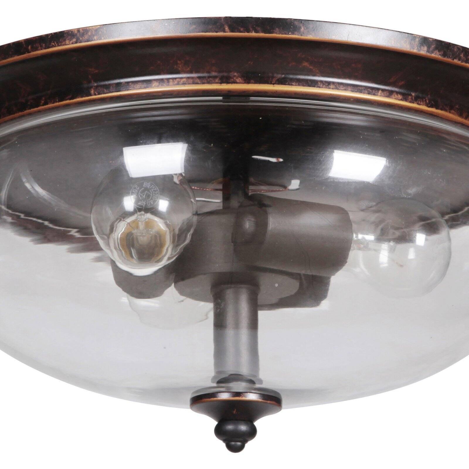 Stafford Aged Bronze 15" Flush Mount Ceiling Light with Clear Glass