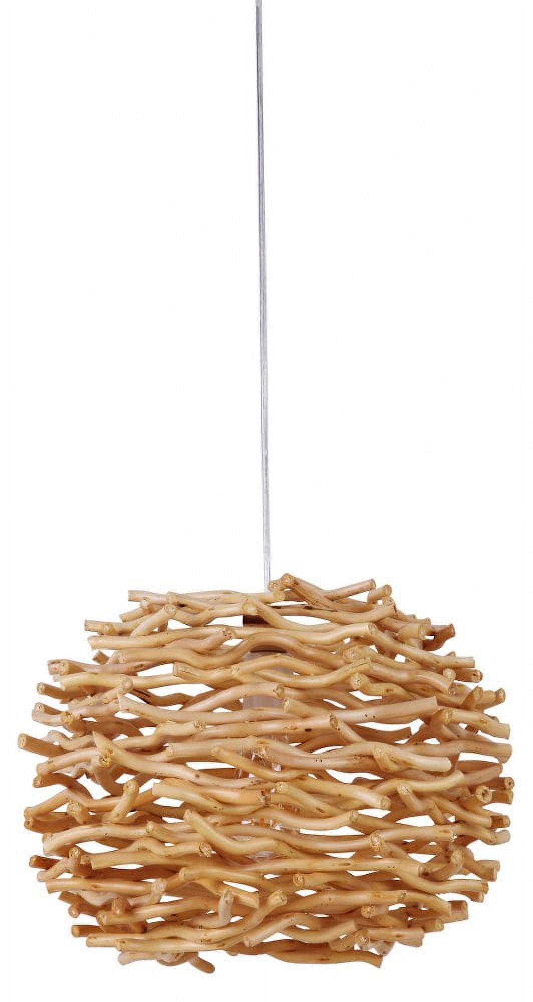 Natural Wood Swag Pendant Light with Glass Shade