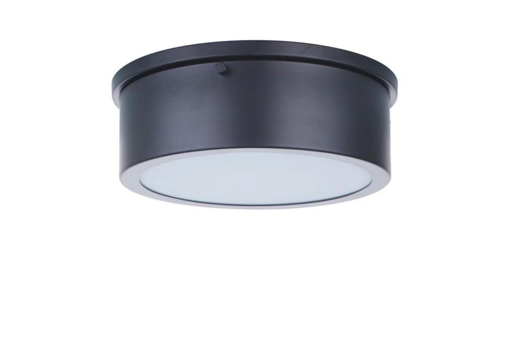 Flat Black LED Flush Mount Ceiling Light with Glass Shade