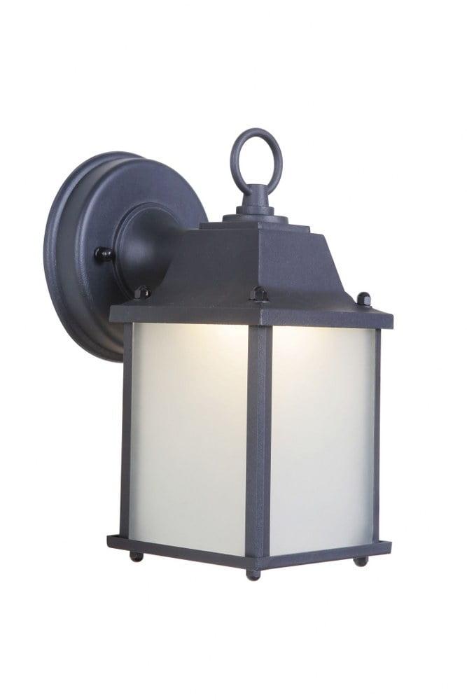 Black Aluminum LED Wall Lantern with Frosted Glass Shade