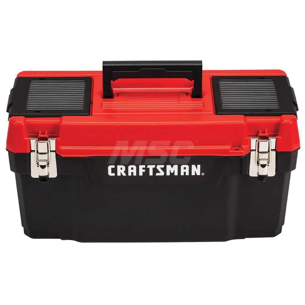 Craftsman Tool Box, Plastic, Black/Red, 20 in W x 10 in D x 10 in H