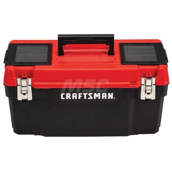 Craftsman Tool Box, Plastic, Black/Red, 20 in W x 10 in D x 10 in H