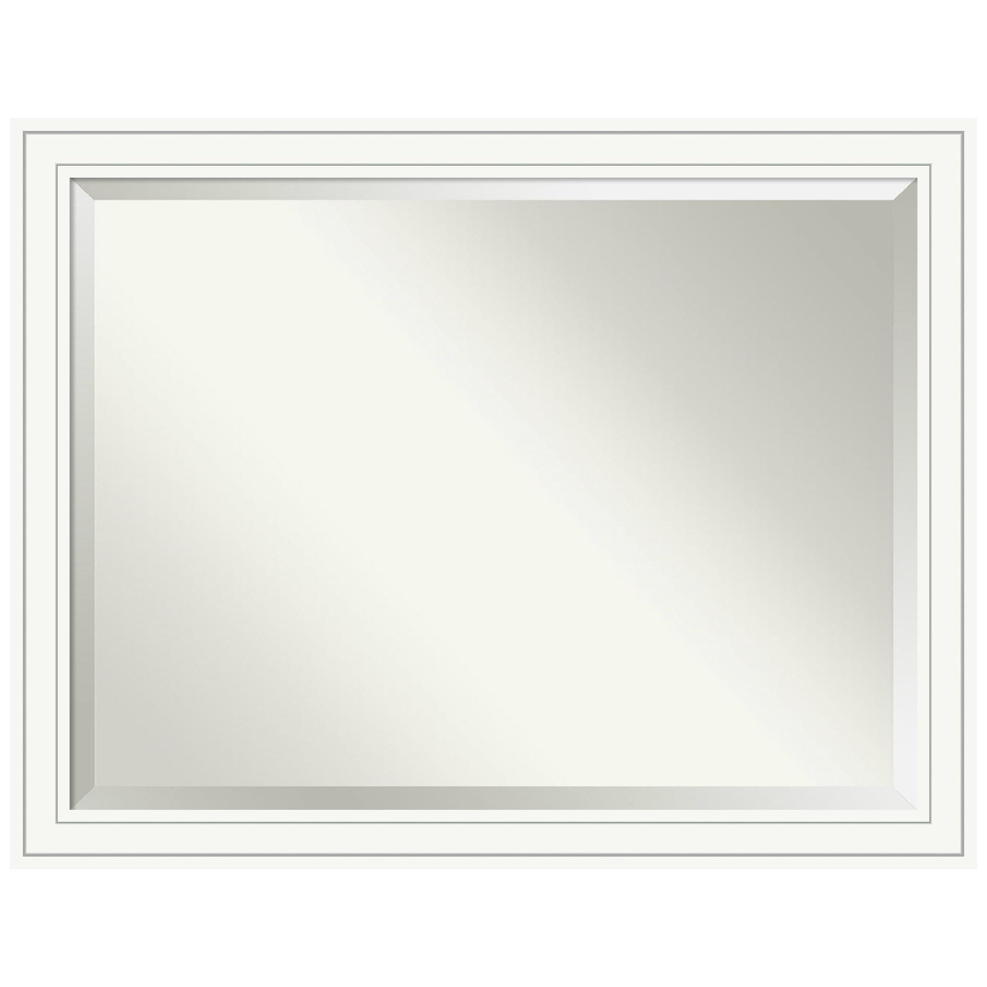 Craftsman White Beveled Wood Bathroom Wall Mirror