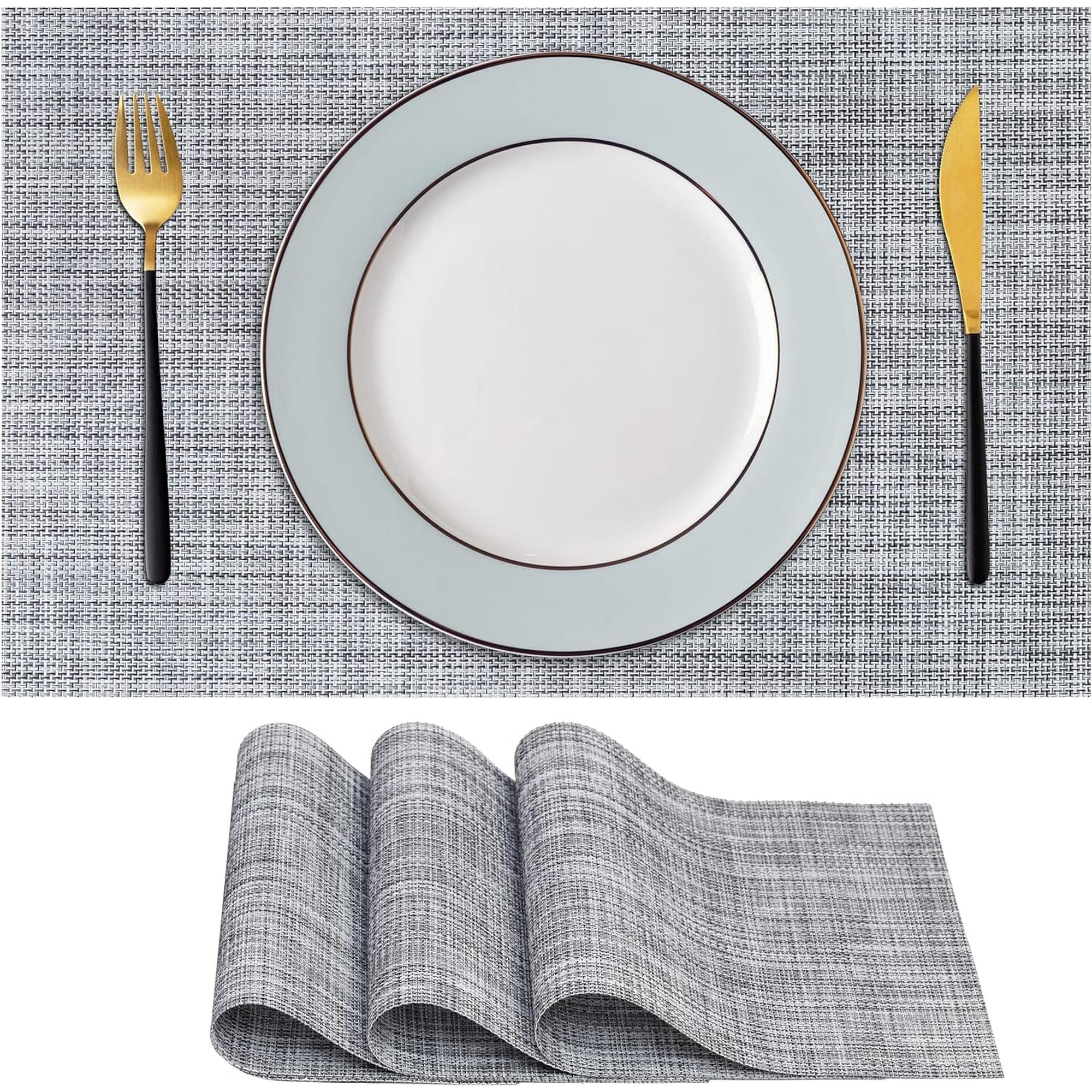 Gray Vinyl 12x18 Inch Dining Table Placemats Set of 4