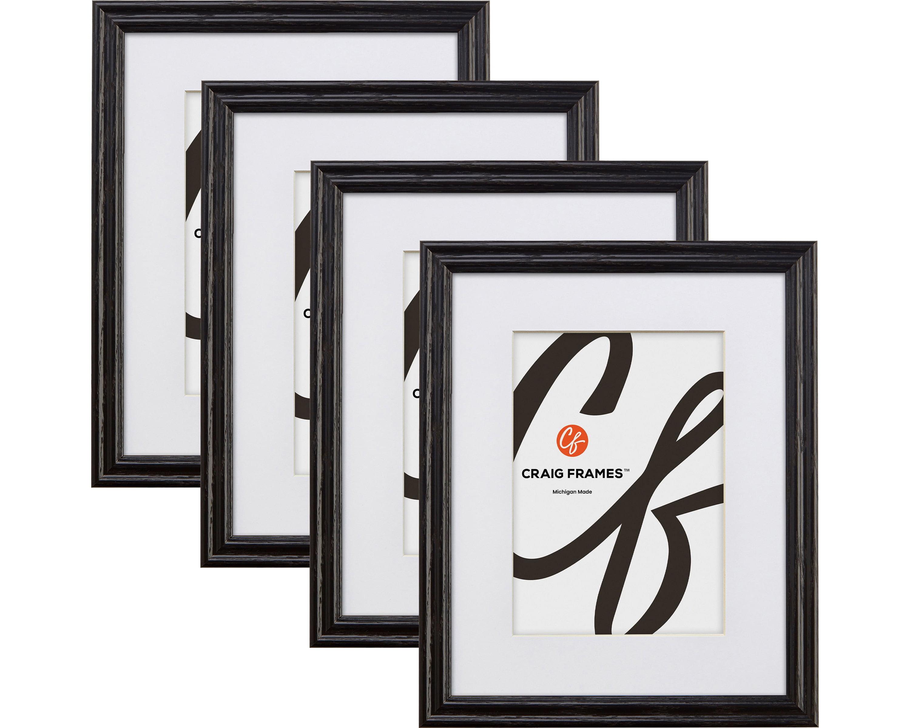 Craig Frames Black Hardwood Picture Frame, Matted, Set of 4