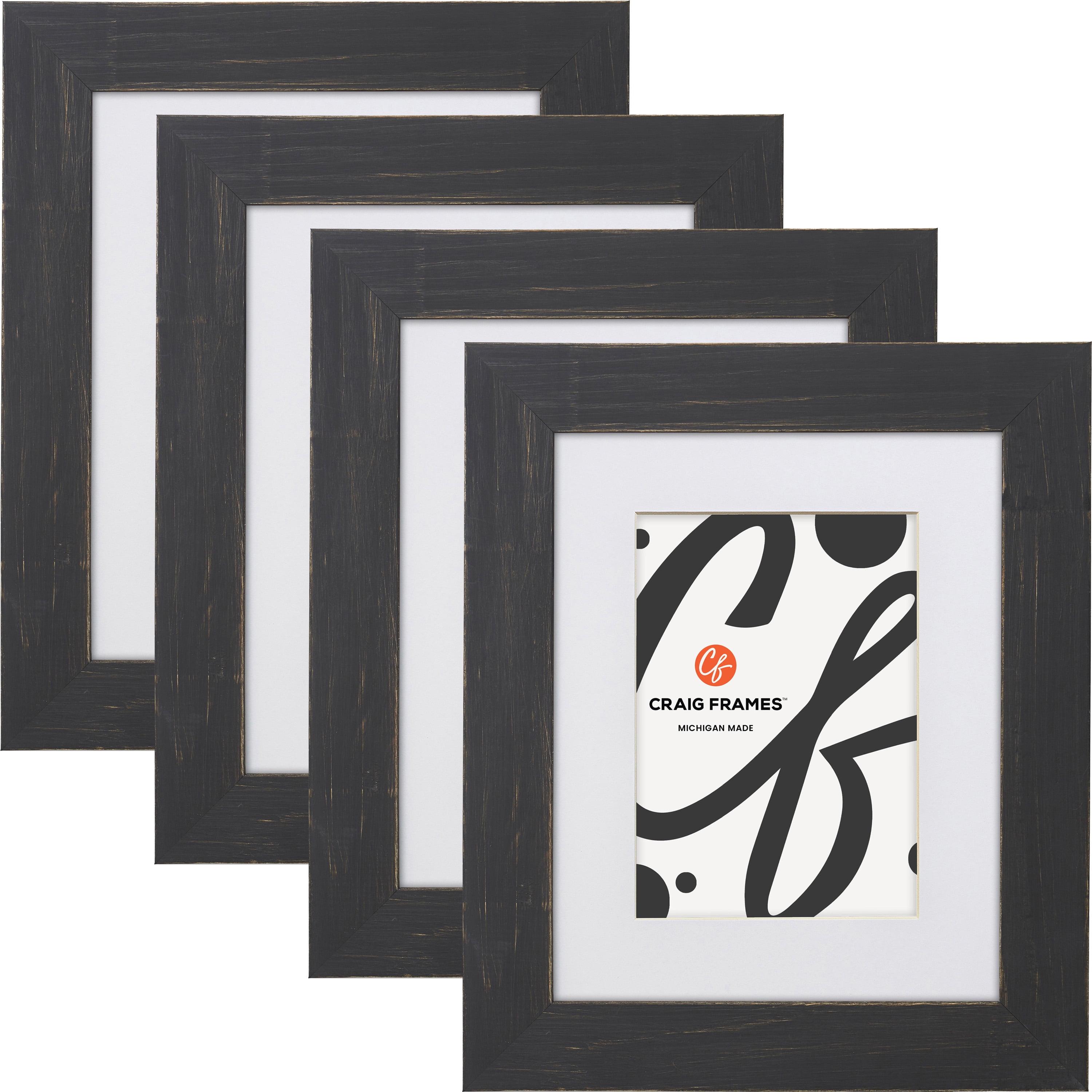 Craig Frames Black Hardwood Picture Frame, Matted, Set of 4