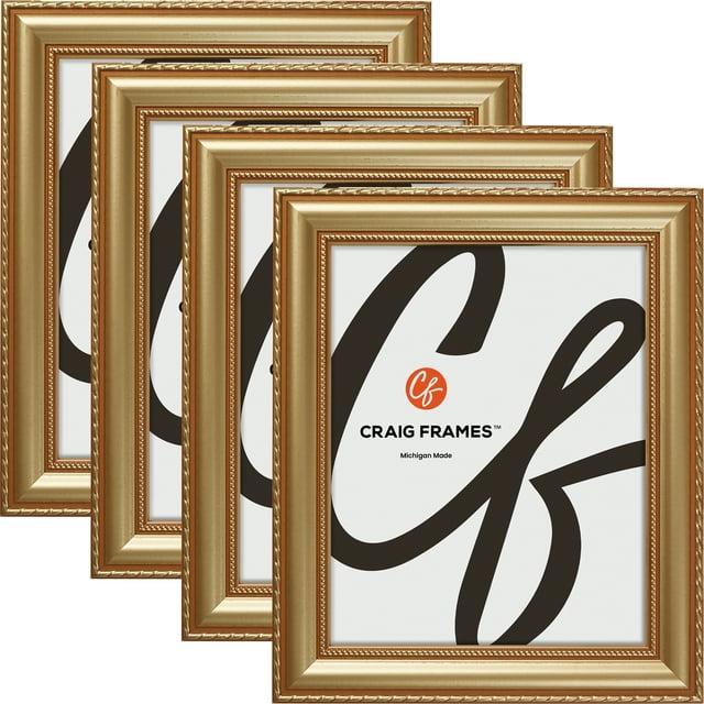 Craig Frames Stratton 4x6 inch Aged Gold Picture Frame, Set of 4