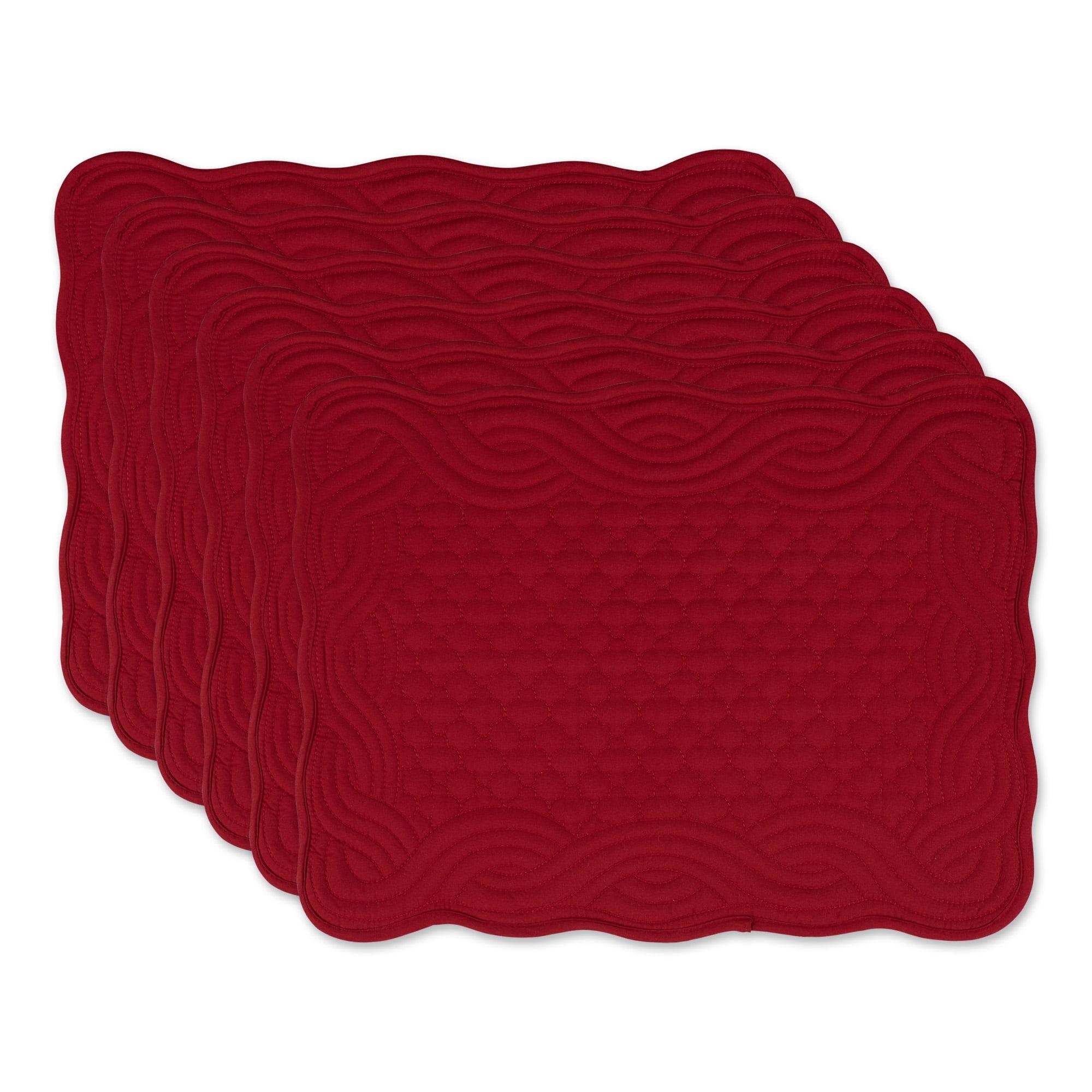 Cranberry Quilted Polyester Farmhouse 13x18" Placemat Set