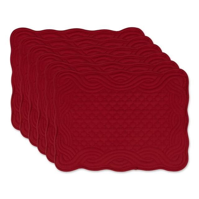 DII Quilted Farmhouse Placemat Set, Cranberry, 13x18"