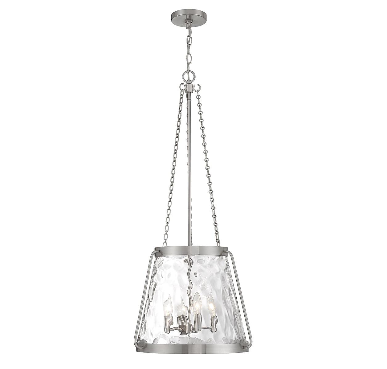 Crawford Satin Nickel 4-Light Pendant with Clear Glass Shade