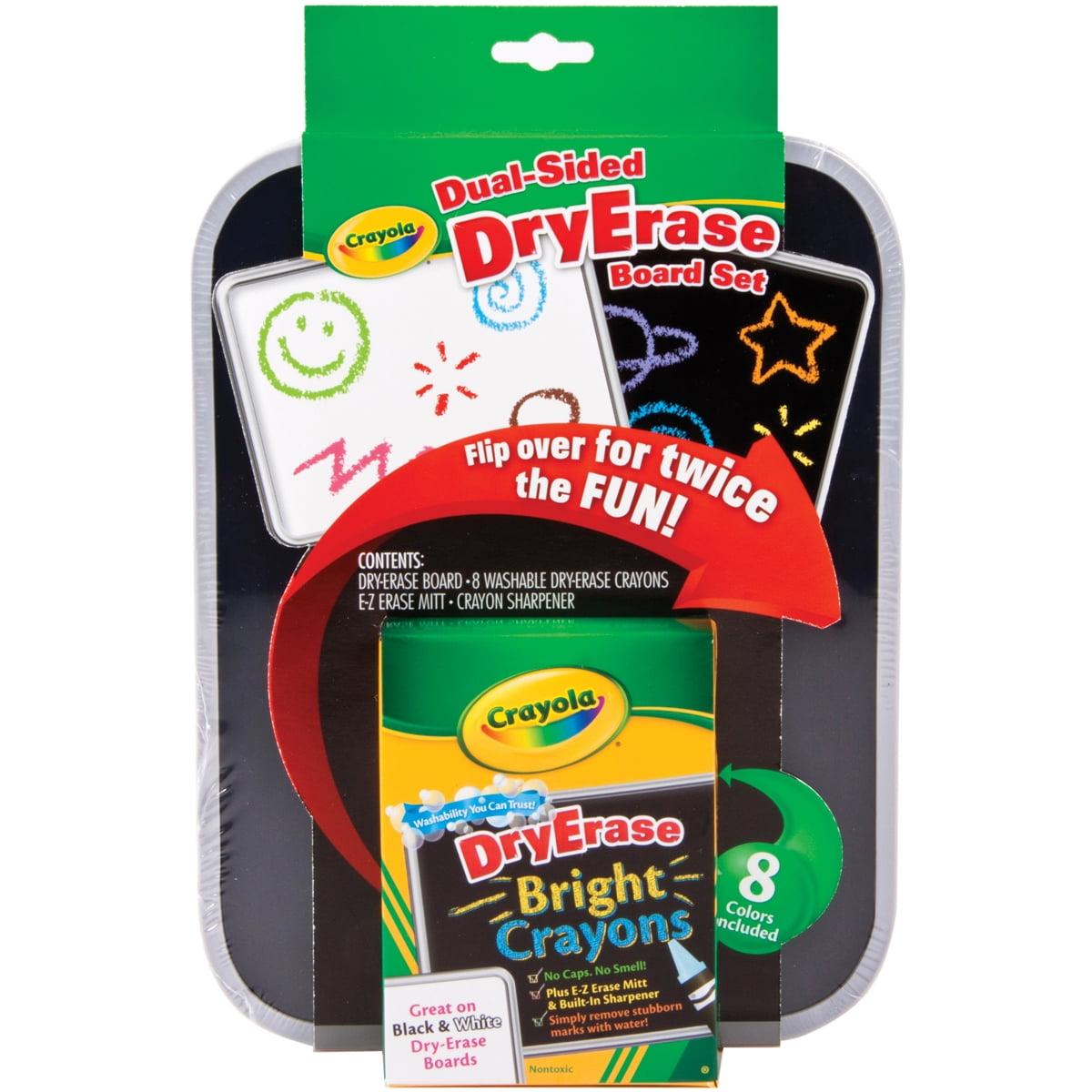 Crayola Dual Sided Dry Erase Board Set with Dry Erase Crayons 8ct: Kids Whiteboard & Presentation Board Accessories
