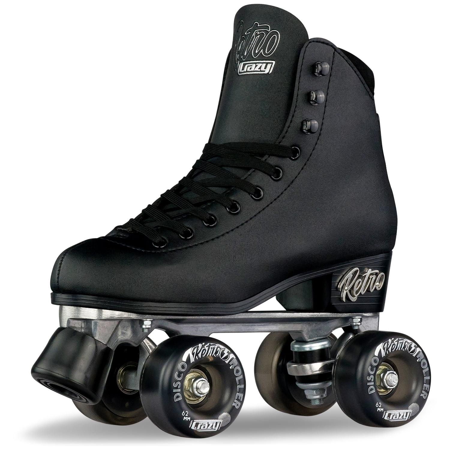 Crazy Skates Black Retro Roller Skates - Classic Style Quad Skates For Women And Girls - 6