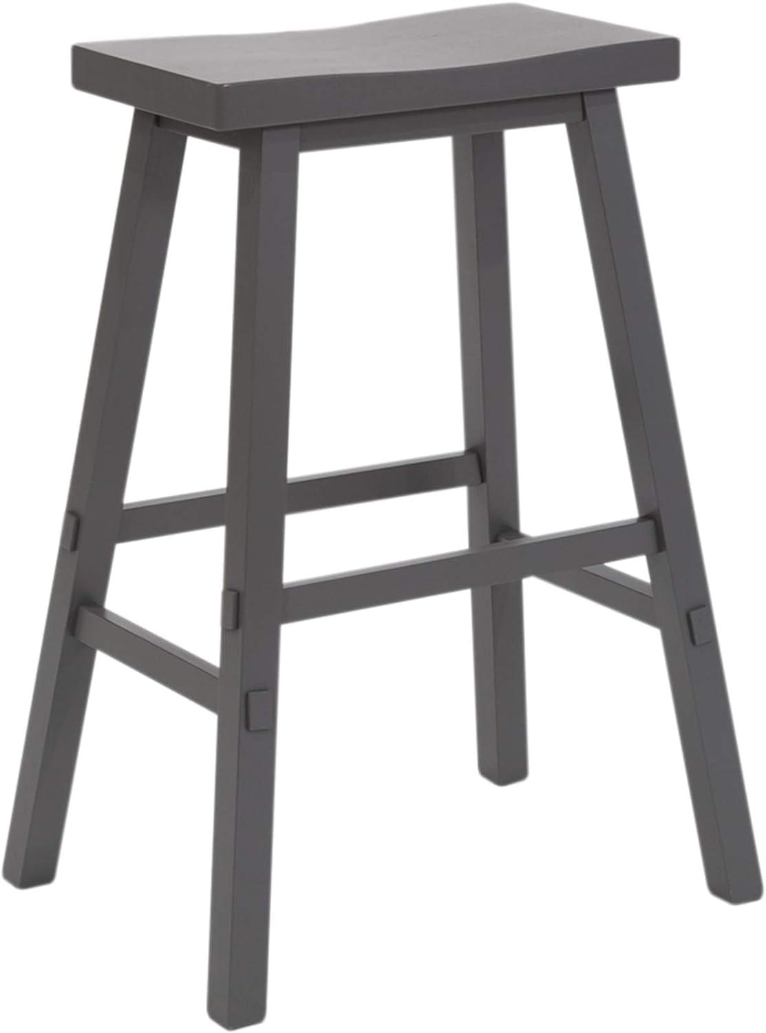 Gray Rubberwood 24-Inch Sawhorse Swivel Counter Stool