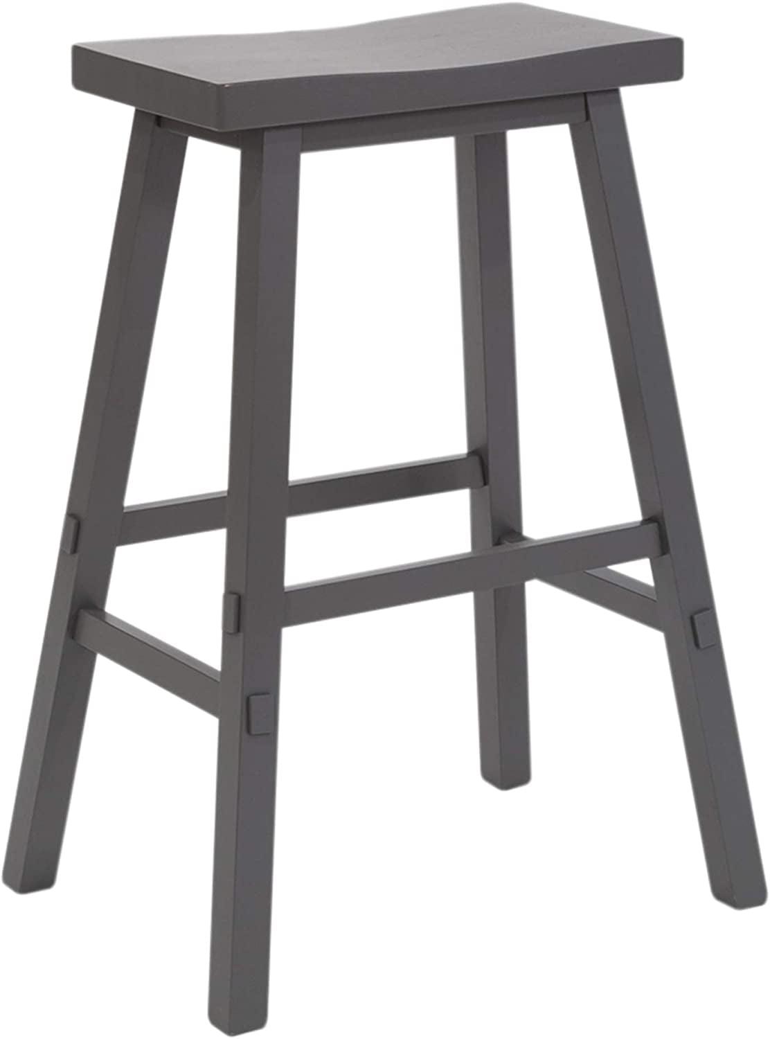 Traditional Gray Rubberwood Counter Stool 30" Height