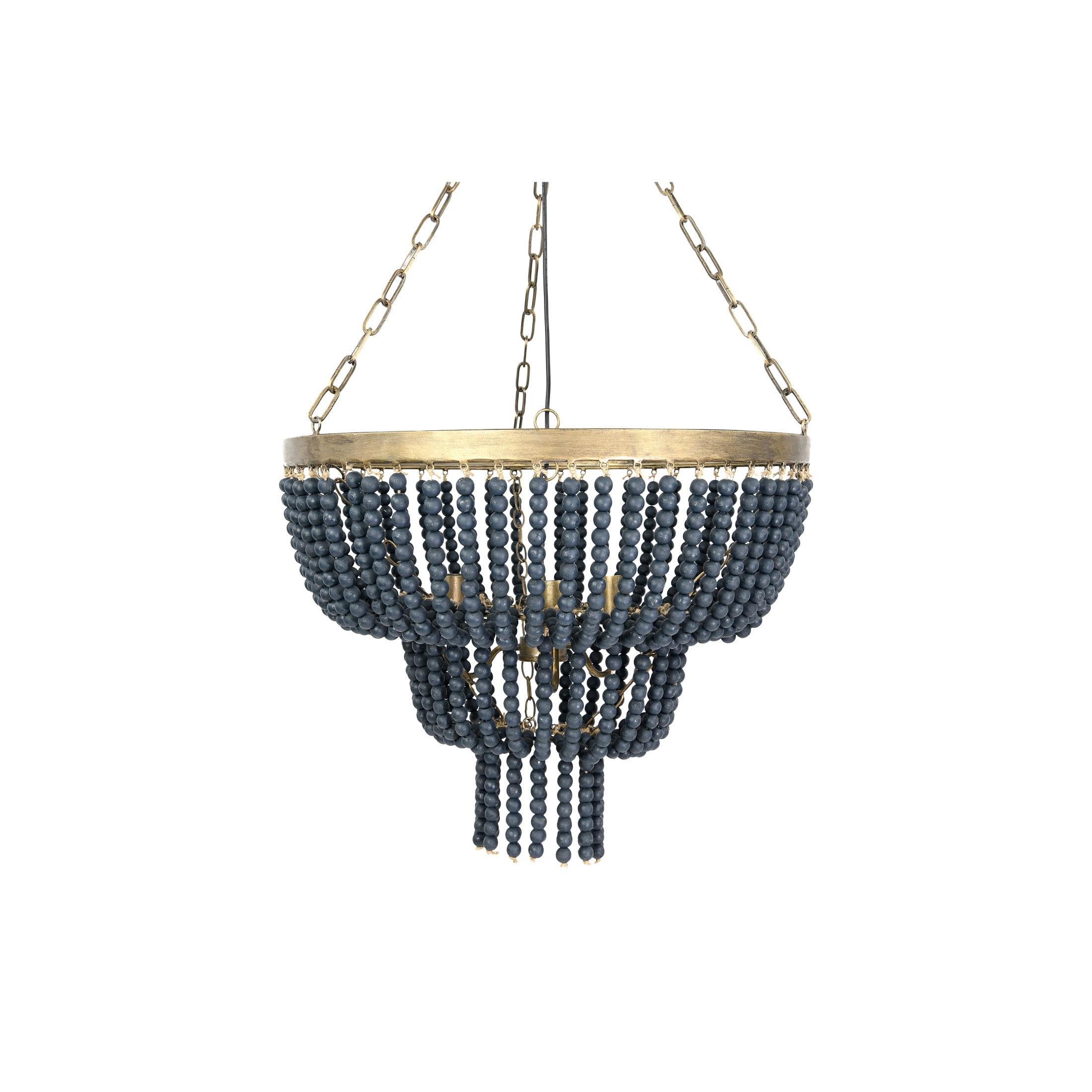 Storied Home 2-Tier Draped Wood Bead Chandelier