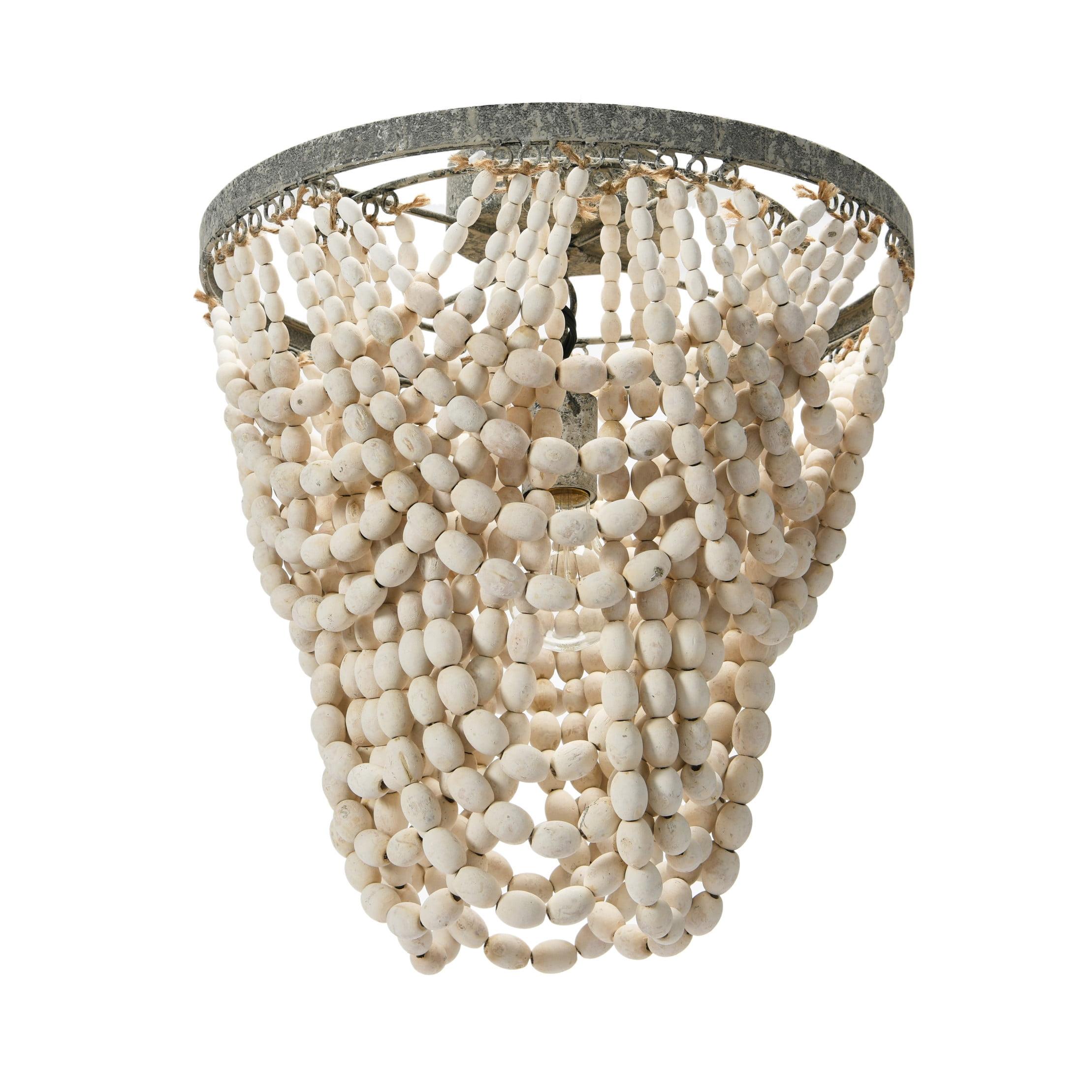 Tiered Draped Wood Bead and Metal Semi-Flush Light - Storied Home