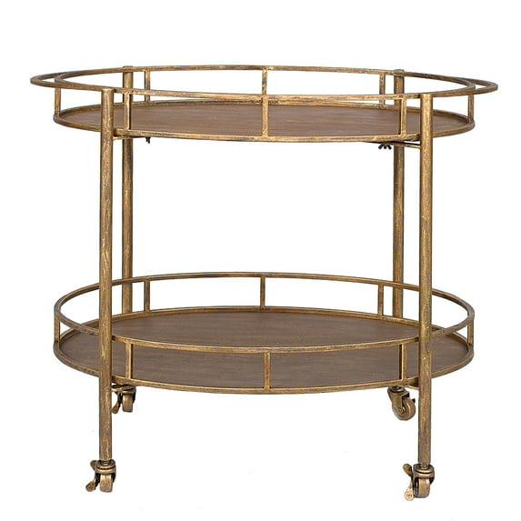 Creative Co-Op 2-Tier Metal Bar Cart with Locking Caster Wheels