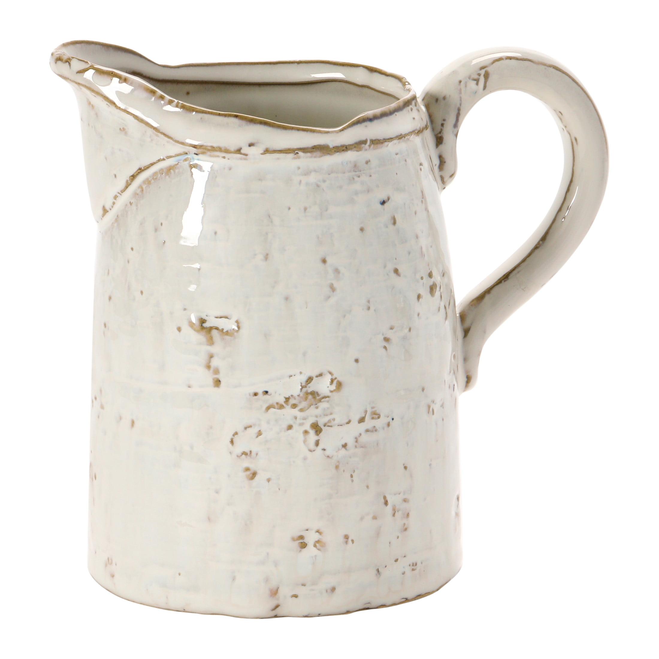 White Reactive Glaze Stoneware Pitcher, 28 oz