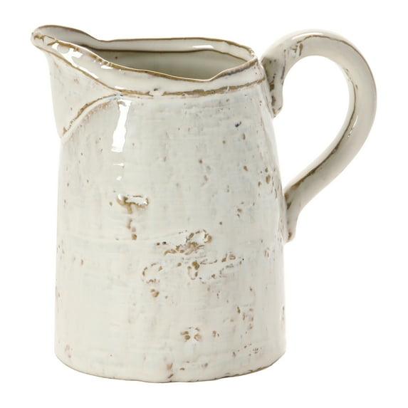 Storied Home 28 oz. Stoneware Pitcher, Reactive Glaze, White (Each One Will Vary)