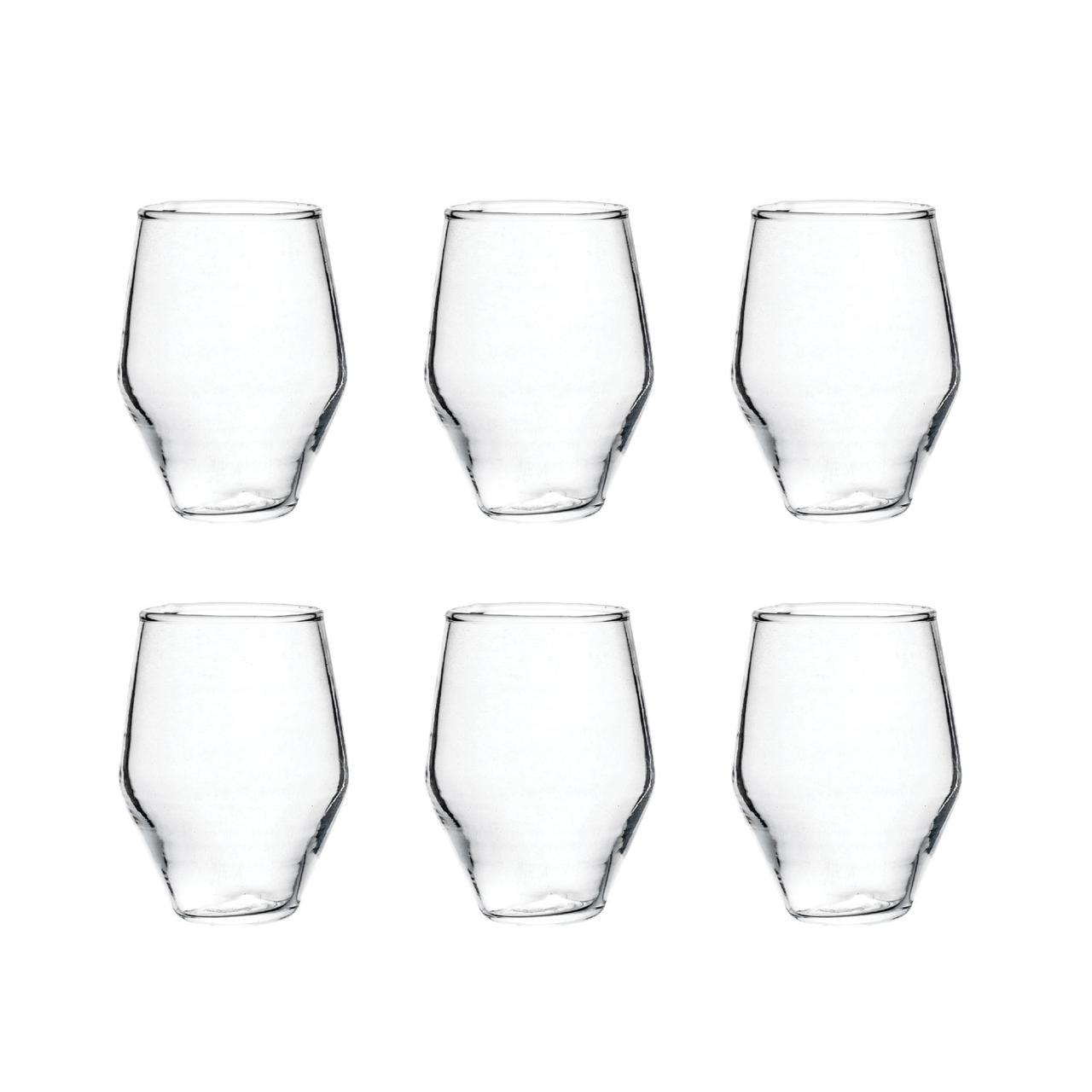Creative Co-Op 3.25 Inches Round Drinking Glass, Clear, Set of 6