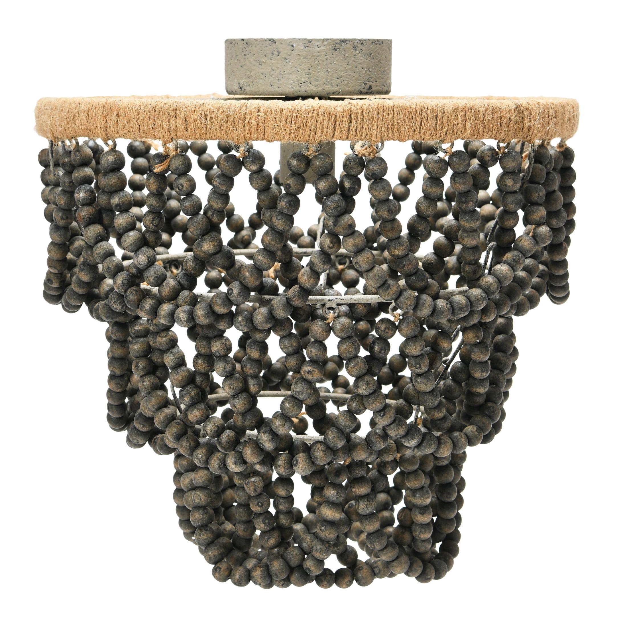 Wood Bead/Metal Semi Flush Light Brown - Storied Home