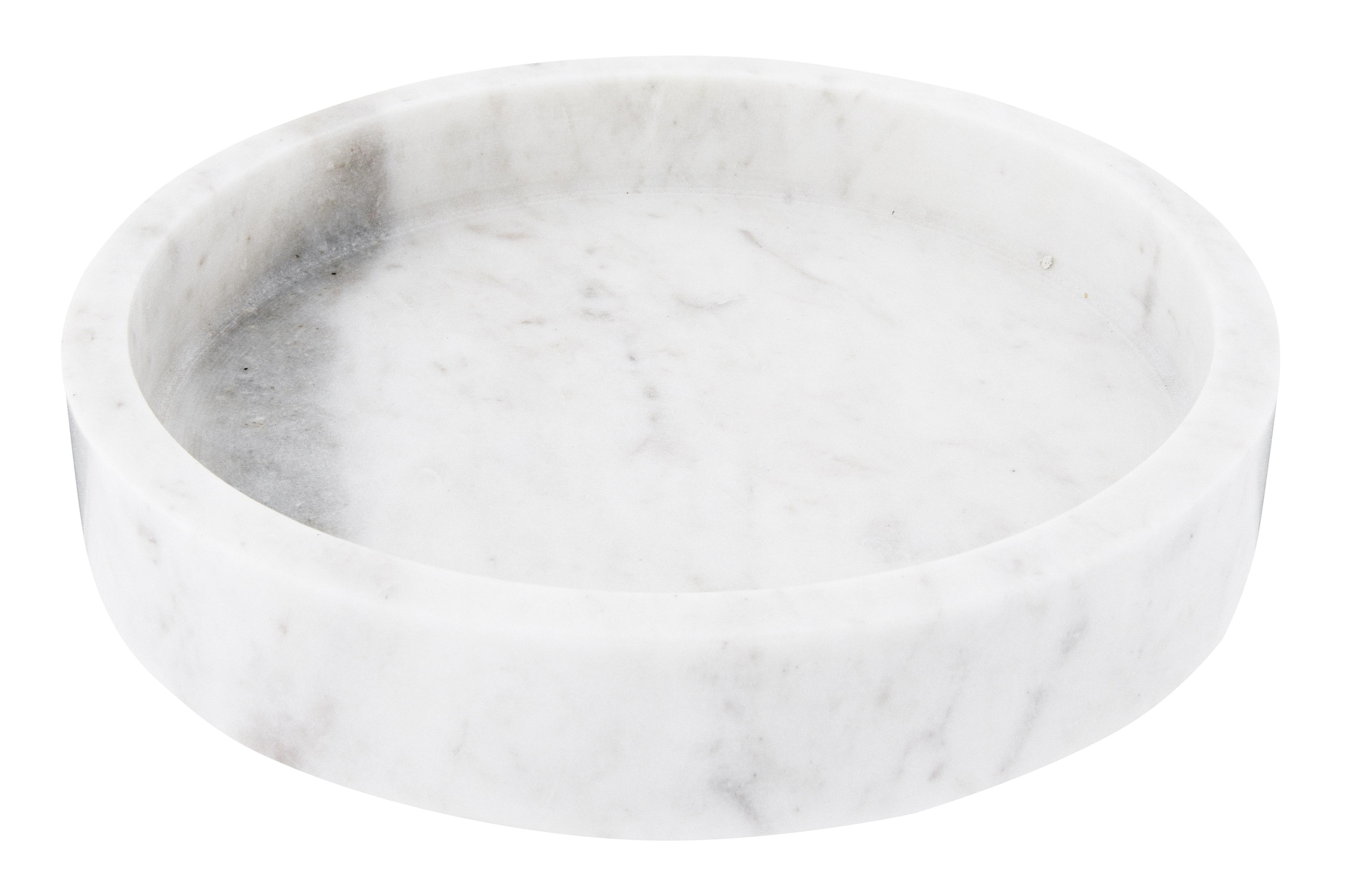 Elegant Minimalist White Marble Round Tray, 8"