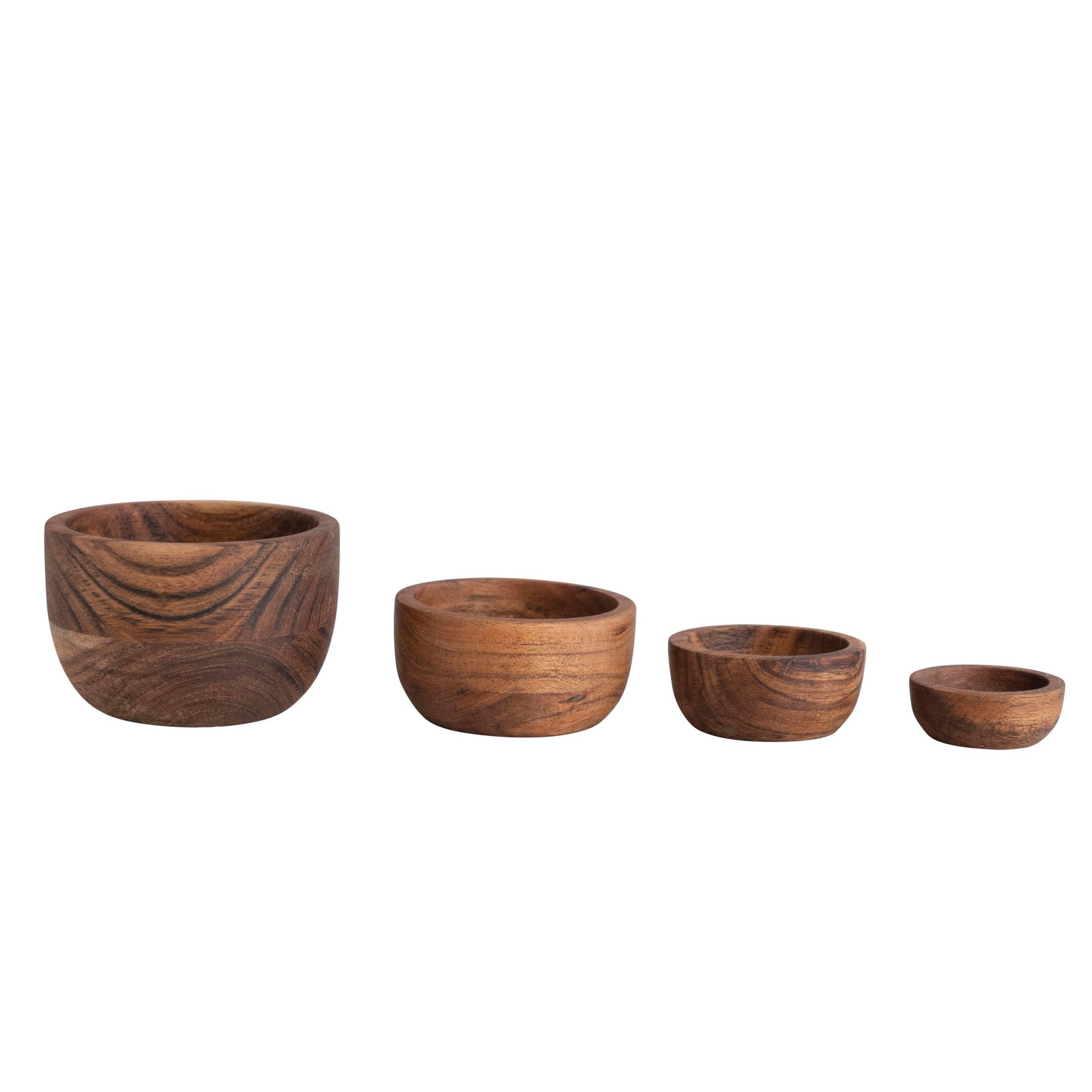 Espresso Finish Acacia Wood Nesting Serving Bowls Set