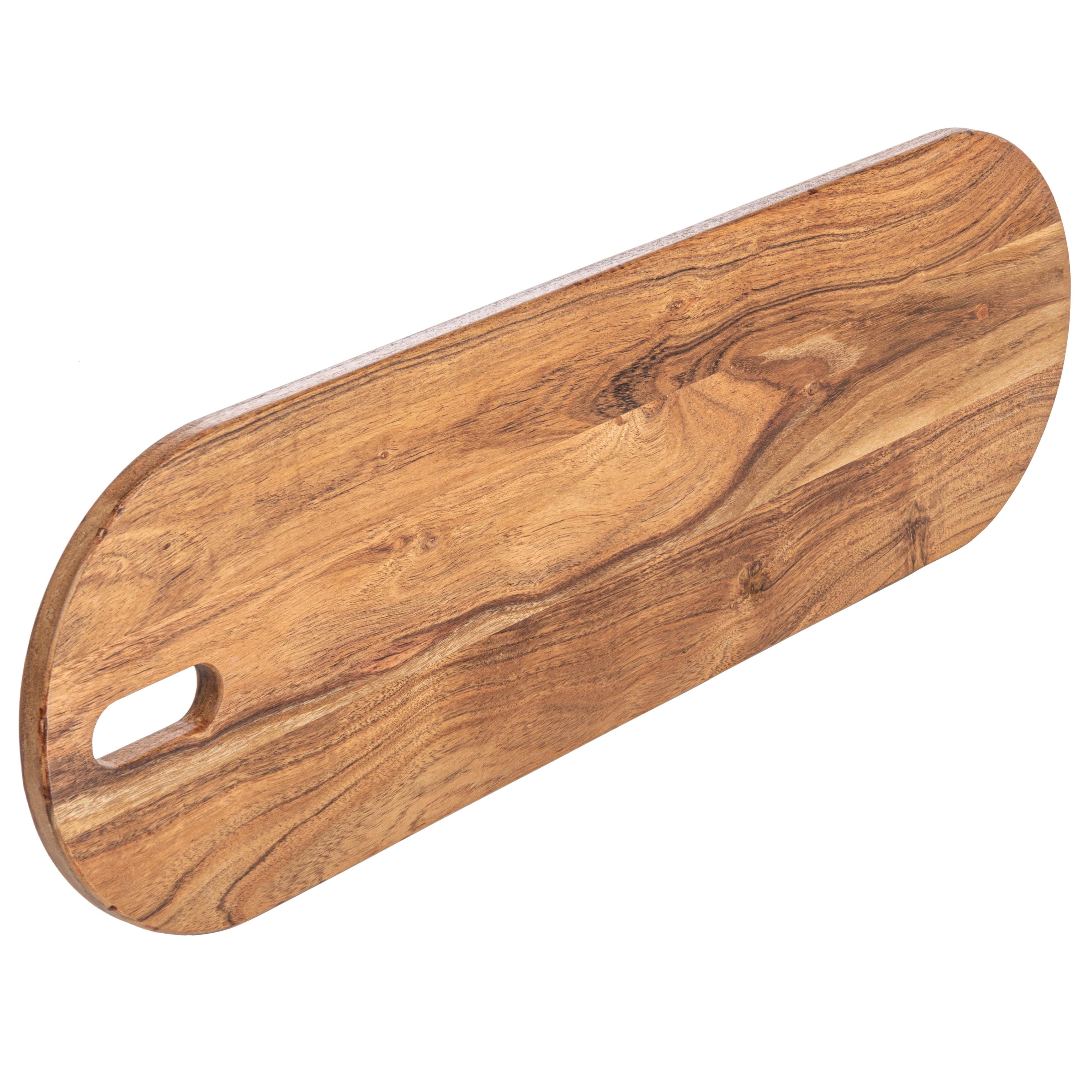 Creative Co-Op Acacia Wood Serving Board with Handle, Natural