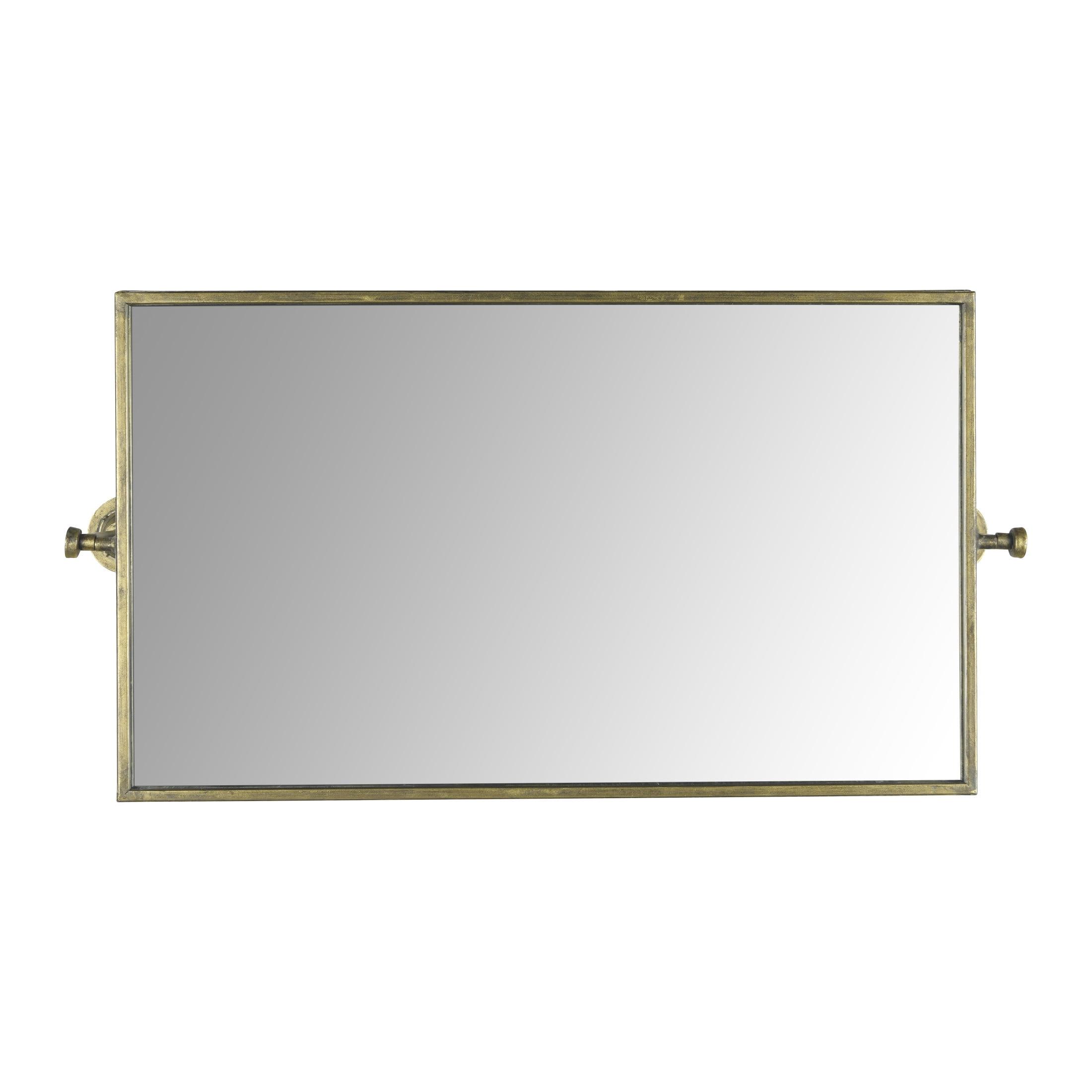 26.5" Metal Swivel Wall Mirror Brass - Storied Home: Large, Rectangular, No Assembly Required