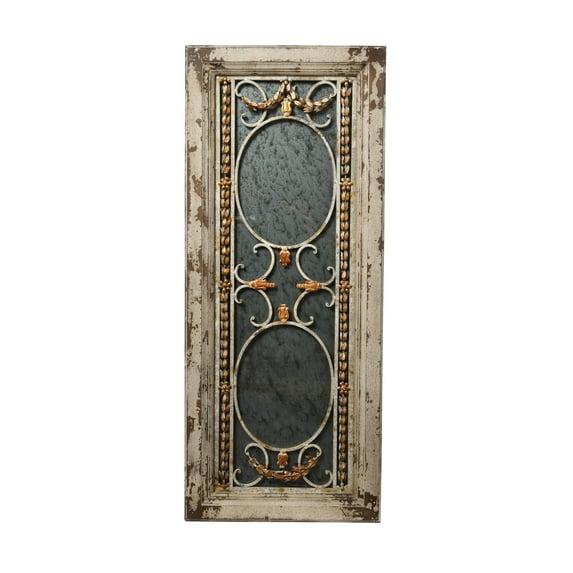 Storied Home Framed Antique Wall Mirror: Vintage Rectangular, Distressed Metal, No Assembly Required