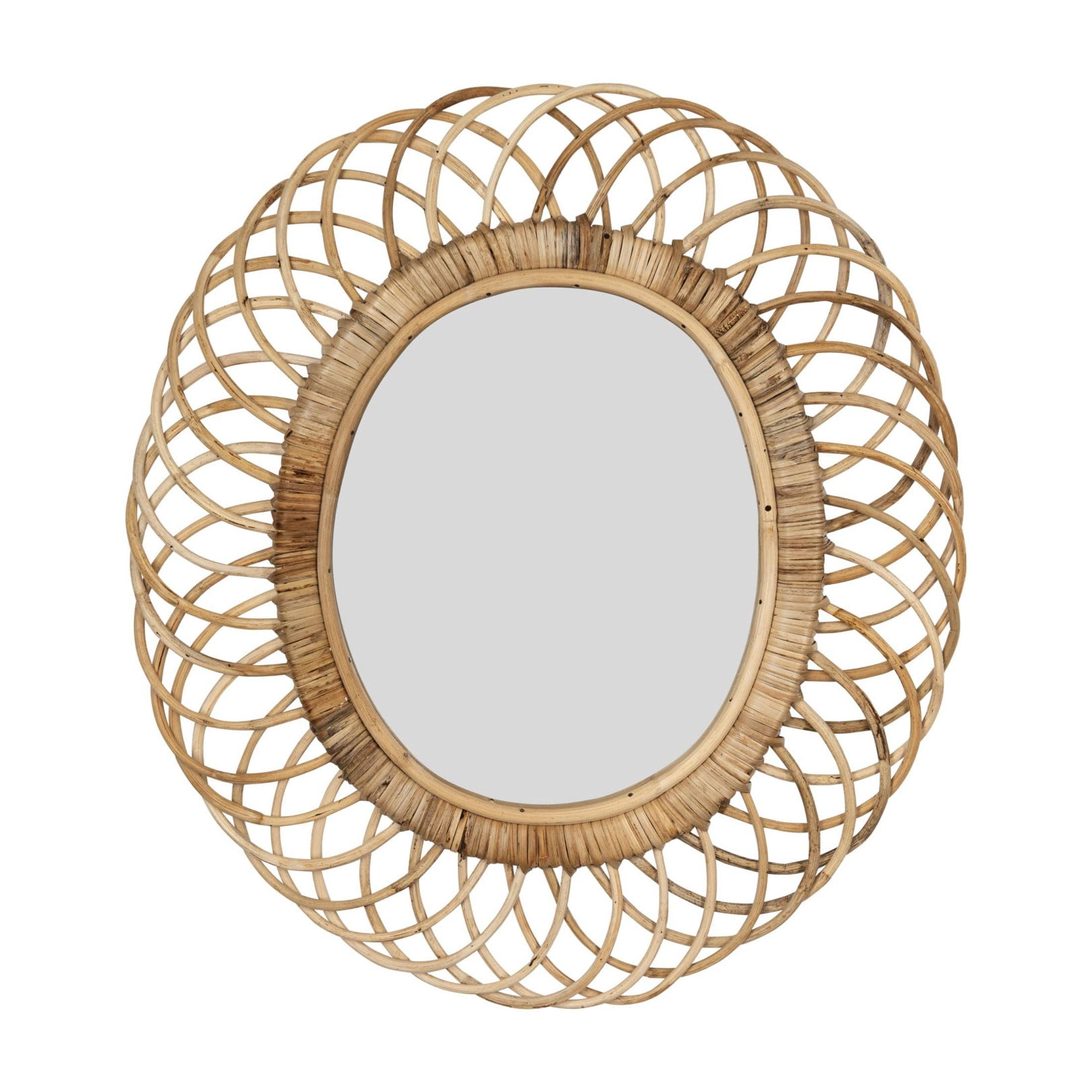 Natural Bamboo Oval Full-Length Wall Mirror