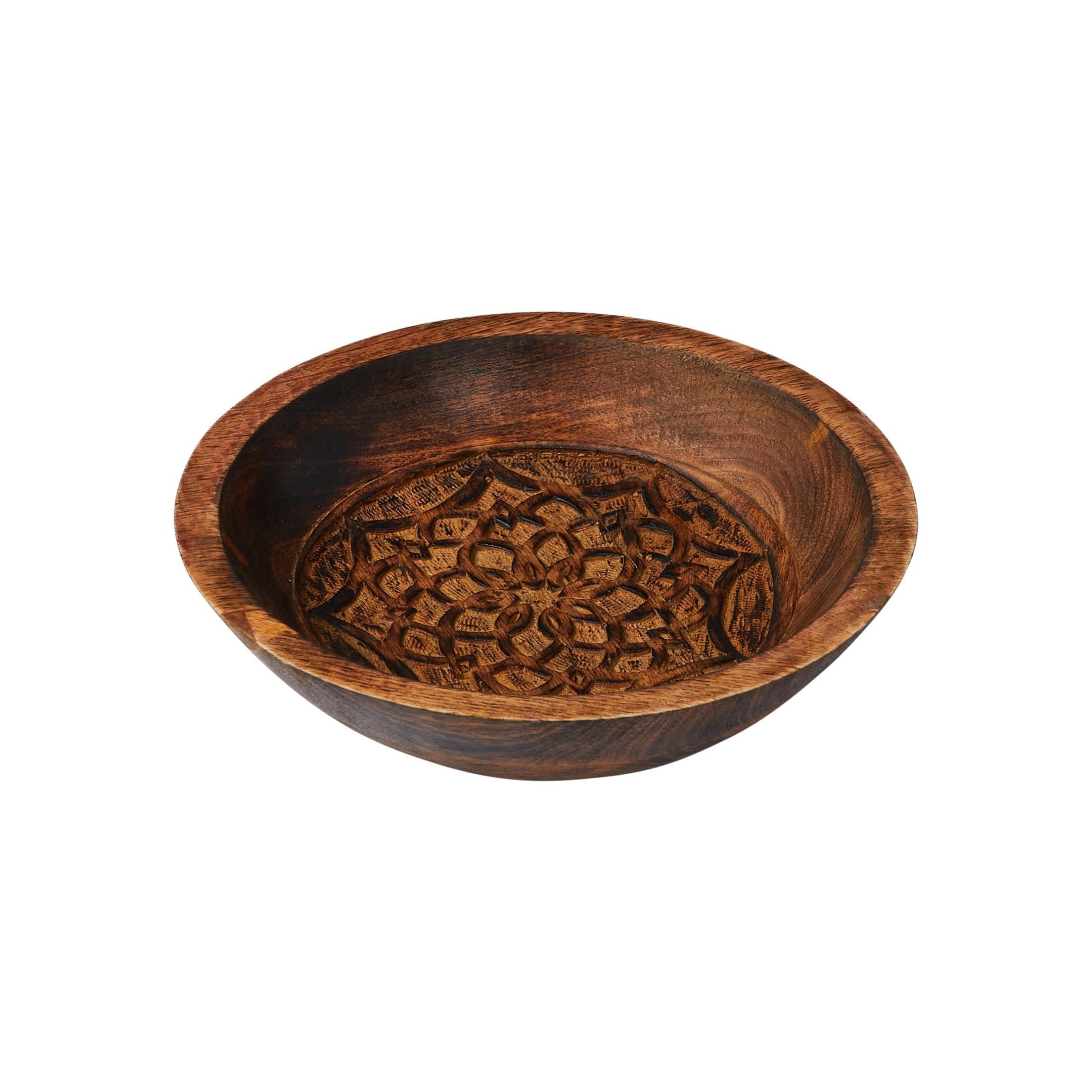 Handcrafted Burnt Finish Mango Wood Serving Bowl