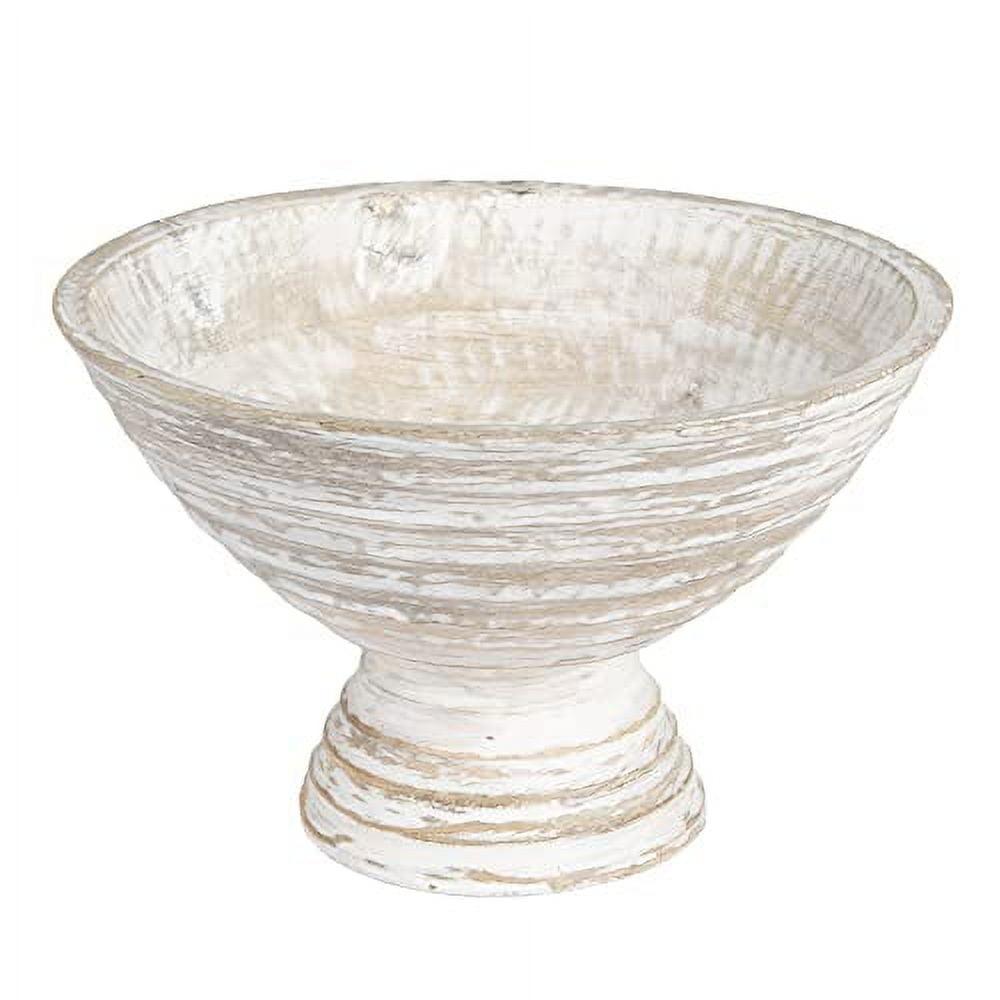 Whitewashed Mango Wood Pedestal Serving Bowl